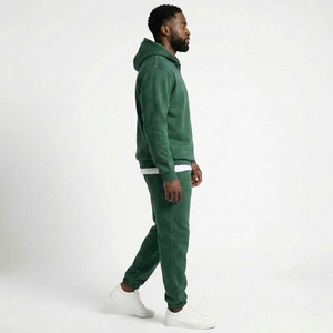 Men 2 Piece School Sports <b>Tracksuit</b> Set Quarter Zip Hoodie Fleece Jogger Pants Uniform Custom OEM Wholesale Manufacturer - Product Image 3