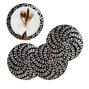Boho Chic Mother of Pearl <b>Placemat</b> <b>Round</b> Shell Inlay Charger for Tropical Wedding Decor and Bohemian Dining - Product Image 2