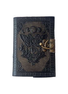 Charcoal Luna Moth Embossed Genuine Leather Gift Sewing Bound <b>Journal</b> Antique <b>Book</b> Shadows A5 Notebook Sketchbook Blank Diary - Product Image 4