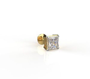 Princess Cut Diamond Stud <b>Earrings</b> 18K Solid Gold Claw Setting Women's Classic <b>Fine</b> Jewelry GIA Certified - Product Image 1