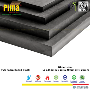Pima Eco-Conscious <b>Black</b> 20mm Thick WPC PVC Foam Board <b>Sheet</b> 0.6 G/cm3 Density Non-Toxic Kitchen Panels Furniture Installations - Product Image 1