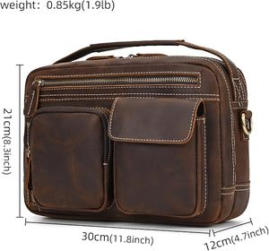 Genuine Leather Crossbody <b>Messenger</b> Shoulder <b>Bag</b> Vintage Retro Handbag for <b>Men</b> Daily Travel Business - Product Image 1