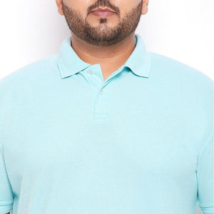 Camiseta Polo Azul Claro para Hombre, Mezcla de Algodón, Manga Corta, Color Liso, Informal, Transpirable, Cómoda, con Logotipo Personalizado - Product Image 6