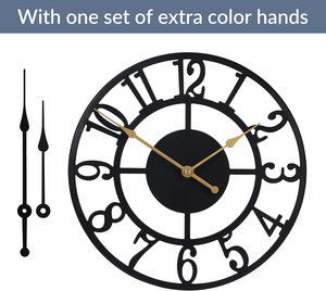 Reloj de Pared Negro con Números Arábigos, Funciona con Batería, Silencioso, Sin Tictac, Reloj Redondo Clásico para Sala de Estar, Oficina, Cocina, Dormitorio - Product Image 4