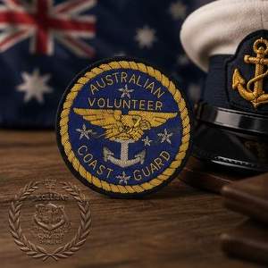 Écusson brodé personnalisé C-G australien avec motif Aigle Couronné, à coudre en dentelle, en tissu, avec épingle de sûreté pour vêtement, style circulaire - Product Image 3