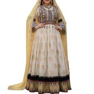 Salwar Kameez Afghani Vintage Kuchi, broderie artisanale, soie Georgette, tenue de mariage et de fête pour femmes, coupe ajustée, taille personnalisable, OEM - Product Image 1
