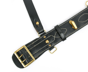 Ceinture en cuir style Sam Browne avec bandoulière, ceinture formelle noire pour cérémonie - Product Image 2