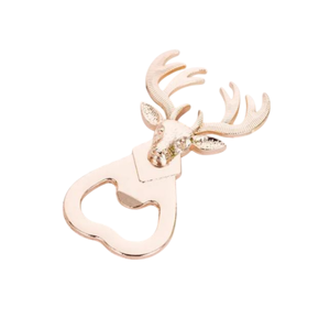Décapsuleur créatif en métal doré rose en forme de tête de cerf, ouvre-bouteille unique pour bière, idéal pour les cadeaux de Noël, de mariage ou de fête - Product Image 1