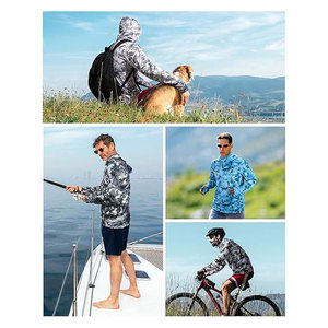 Sudadera con capucha para pescar para hombre, UPF 50 Plus, protección solar, manga larga, ligera, transpirable, de secado rápido, con protección UV - Product Image 2