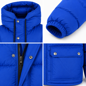 Blouson matelassé à capuche OEM en nylon premium, rembourrage synthétique chaud, fermeture à boutons-pression, vêtement d'extérieur décontracté pour l'hiver - Product Image 4