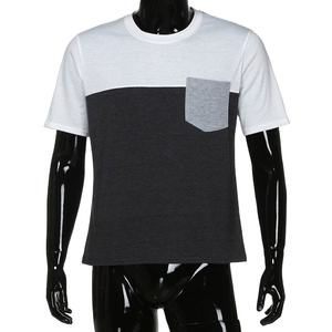 Nouvelle mode été décontracté hommes T-Shirts 100% coton Boxy Design avec poche épissée Jersey tissu conception vierge - Product Image 6