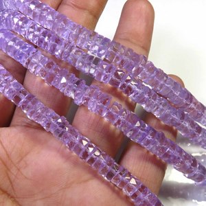 Top Quality <b>Pink</b> Amethyst Heishi Shape Beads 16"Strand Natural Amethyst Brazilian Beads 7mm Faceted Center <b>Drilled</b> Gemstone DIY - Product Image 2