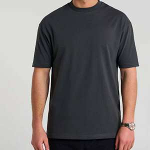 T-shirt décontracté pour homme en mélange de coton gris foncé à col rond et manches courtes - Product Image 4