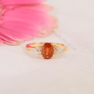 Natural Spessartite <b>Garnet</b> Engagement <b>Ring</b> 925 Sterling <b>Silver</b> & Solid Gold Fine Jewelry OEM ODM Wholesale Supplier - Product Image 2