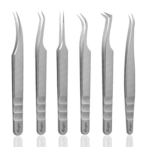 Ensemble de pinces à cils en acier inoxydable à pointe inclinée à 45 degrés Nouvel applicateur de cils pour extension de cils Pince à épiler en gros - Product Image 6