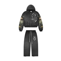 Survêtement unisexe à capuche en molleton 100 % coton, imprimé uni, style streetwear décontracté vintage tendance, personnalisable, haute qualité