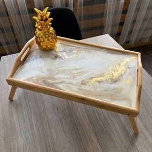 NEHA ENTERPRISES NE-165 Modern Wood Enamel Coated Eco-Friendly Food Serving <b>Platter</b> Snack Tray Meal Presentation Board Breakfast - Product Image 3