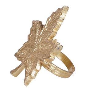 Anneau de serviette décoratif en métal en forme de feuille, accessoire de table design - Product Image 2