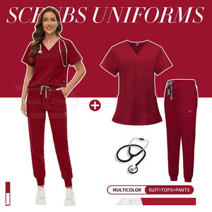 Medical Hospital Scrubs <b>Set</b> Soft Comfortable Breathable Nurse <b>Doctor</b> Clinic Workwear Uniform Top Pants - Product Image 4