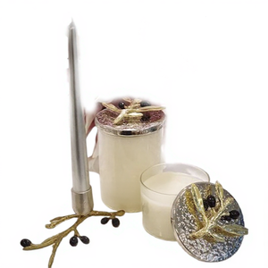 <b>Leaf</b> Shape Design Home <b>Lighting</b> Decoration Candle Holder Aluminum Glass Material Hand Made Set of 3 Candle Holder - Product Image 1