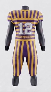 White Stitch Custom Sublimated American Football Jersey Men's Solid V-Neck Short Sleeve Uniform 12 Moisture Plus Size Front - Product Image 6
