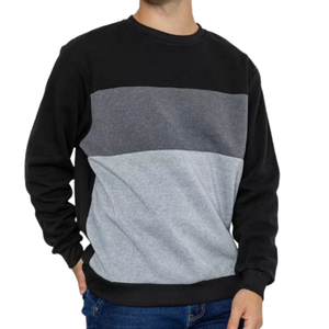 Sudadera de Algodón 100% Personalizada para Hombre, con Paneles Bordados en Negro y Gris en el Pecho, Estilo Casual para Otoño, Venta al Por Mayor OEM - Product Image 1
