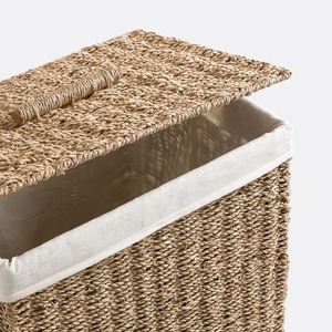 Cesto de lavandería de mimbre con 2 compartimentos, hecho a mano, cesta de almacenamiento ecológica, venta al por mayor, hecho en Vietnam - Product Image 5