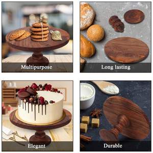 Soporte de madera artesanal para pasteles, para panadería y uso doméstico, soporte de madera natural para exhibir y servir pasteles a precio económico. - Product Image 3
