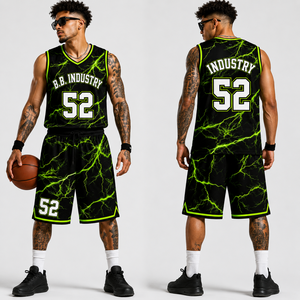 Ensemble de maillots de basketball unisexe bleu roi en gros – Commande en gros, uniforme graphique par sublimation, tenue d'équipe en maille respirante à col en V - Product Image 6