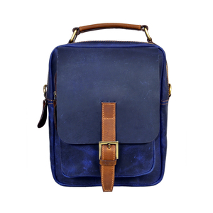 Sac messager vintage en cuir véritable avec design personnalisable disponible au prix de gros - Product Image 1
