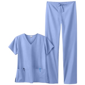 PRIMEFIELD ENTERPRISES Ensemble de blouses médicales unisexe bleu clair à col en V avec poches zippées, détection d'aiguilles, thermocollage sans couture, uniforme hospitalier - Product Image 1