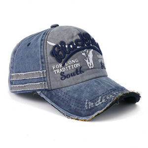 Custom Logo Washed Soft Top Common Image Vintage Distressed Adjustable Denim <b>Plain</b> Baseball <b>Cap</b> for Men's - Product Image 3
