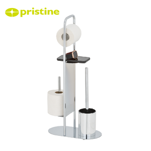 Modern Free Standing Toilet Paper Holder with Brush Holder Steel Oval Base Tiered Design <b>Bathroom</b> <b>Accessory</b> - Product Image 6