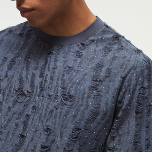 Camiseta de Manga Corta para Hombre, Cuello Redondo, Color Azul, Diseño Sólido, Corte Holgado, Estilo Casual, 100% Algodón Jersey, Transpirable y de Secado Rápido - Product Image 5