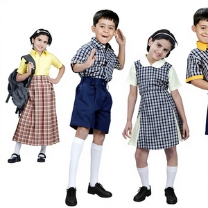 Uniforme escolar de primaria, conjunto de camisa y vestido a cuadros de algodón tejido para niños y niñas, ropa escolar infantil - Product Image 5