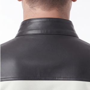 Veste en cuir pour homme, zippée, veste de motard en cuir sur mesure, haute qualité, manches longues avec poches latérales. - Product Image 5