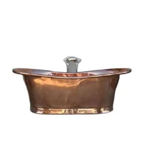 Baignoire autoportante ovale en cuivre à pieds de chaise, baignoire de trempage en métal poli pour salle de bain, hôtel, villa - Product Image 2
