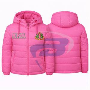 Alpha |   Kapa |   Blouson d'hiver chaud à capuche rose Alpha Sorority, style streetwear, avec logo frontal personnalisé, sororité grecque AKA - Product Image 3