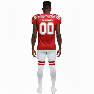 Ensemble d'uniformes de football américain pour adultes OEM/ODM, unisexe, grande taille, short, séchage rapide, respirant, 100% polyester, design personnalisé, logo personnalisé - Product Image 2