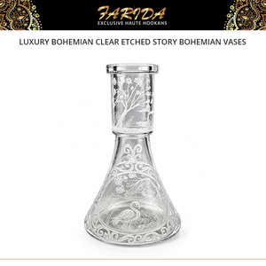 Farida Hookahs - Jarrones de Lujo Bohemios de Vidrio Transparente con Grabado a Mano Profundo, Tipo Espejo, Acabado Brillante, 30 cm, Estilo Egipcio - Product Image 4