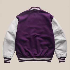 Blouson universitaire noir pour homme, coupe droite, col montant, simple boutonnage, lettres brodées sur le devant, style preppy, streetwear d'hiver, imperméable - Product Image 4