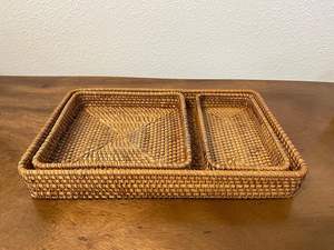 Plateau de service en rotin tressé fait main – Ensemble de plateaux de service en rotin pour la maison et les cafés - Product Image 4