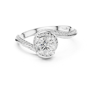 แหวนเพชรทรงกลมทองคำ 14K สำหรับผู้หญิง |   ชุดลำลองสำหรับใส่ทุกวัน |   เพชรที่เพิ่งเพาะเลี้ยง - Product Image 2