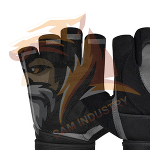 Customized Breathable Lightweight Leather Workout Gloves with Wrist <b>Wrap</b> Support for Weight Lifting and Gym Fitness - Product Image 3