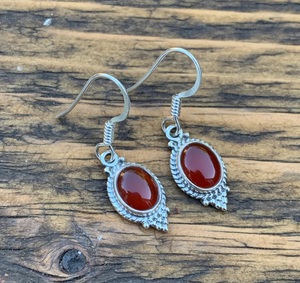 Pendientes Colgantes de Plata de Ley 925 con Cornalina Natural, Hechos a Mano, Joyería al por Mayor - Product Image 3
