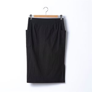 ODM Work Office <b>Pencil</b> Polyester Cotton Gray Skirts for Women - Product Image 1