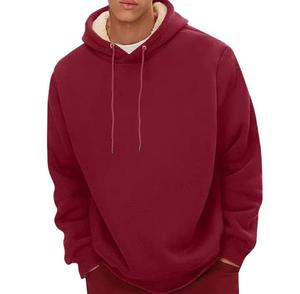 Sweat-shirt à capuche pour homme, coupe classique, couleur unie, doublure polaire, décontracté, coupe-vent, tissu tricoté numérique, manches classiques - Product Image 2