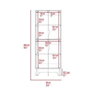 ตู้ติดผนังยูมา 150 พร้อมตู้ปิดสองบานและชั้นวางแบบเปิดสองชั้นสำหรับจัดระเบียบห้องครัว - Product Image 6