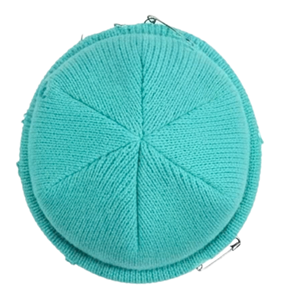 Compra al por mayor: Gorros de invierno personalizados estilo grunge con perforaciones, gorros de punto acanalado desgastados al por mayor con anillos plateados desmontables - Product Image 4