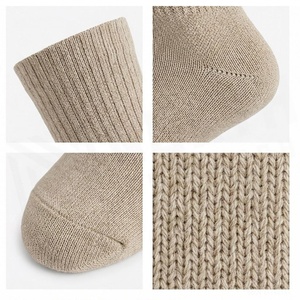 North Approach Crew Socks Solid Beige Cotton Breathable Adult Casual Autumn Season - Product Image 4
